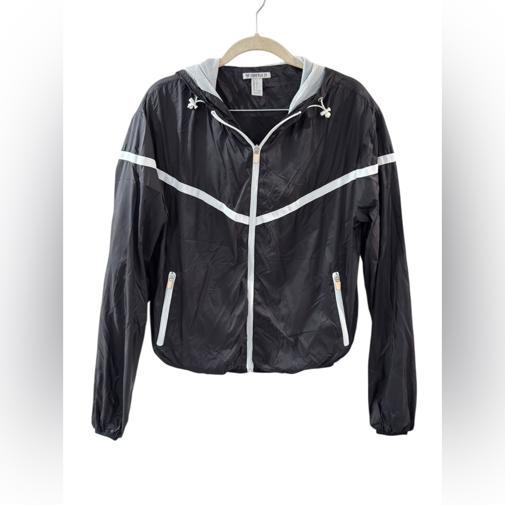 Forever 21 Black and White Windbreaker Jacket‎